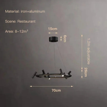 DecorBites™ Black Round Ring Ceiling Chandelier Pendant SpotLight for Living Dining Room