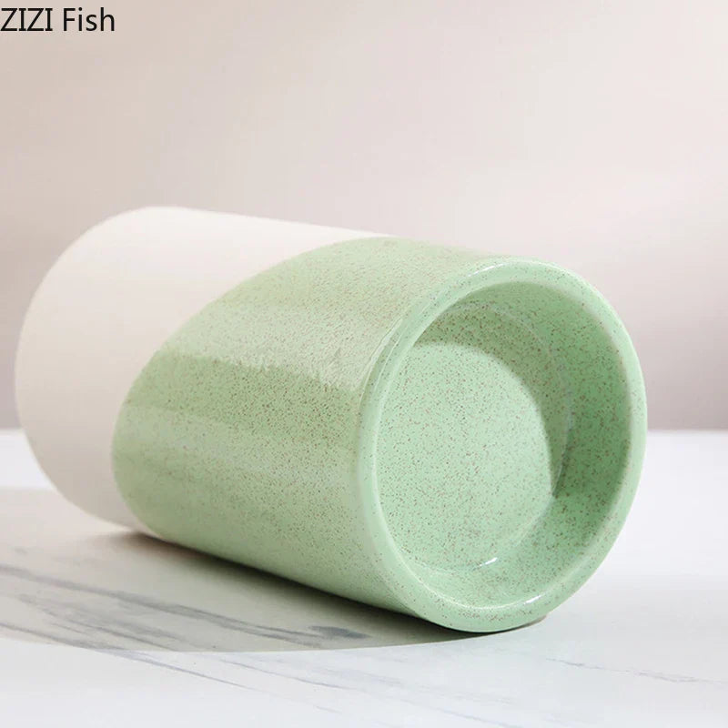 DecorBites™ Green Cylinder Candle Holder Set for Romantic Home Decor