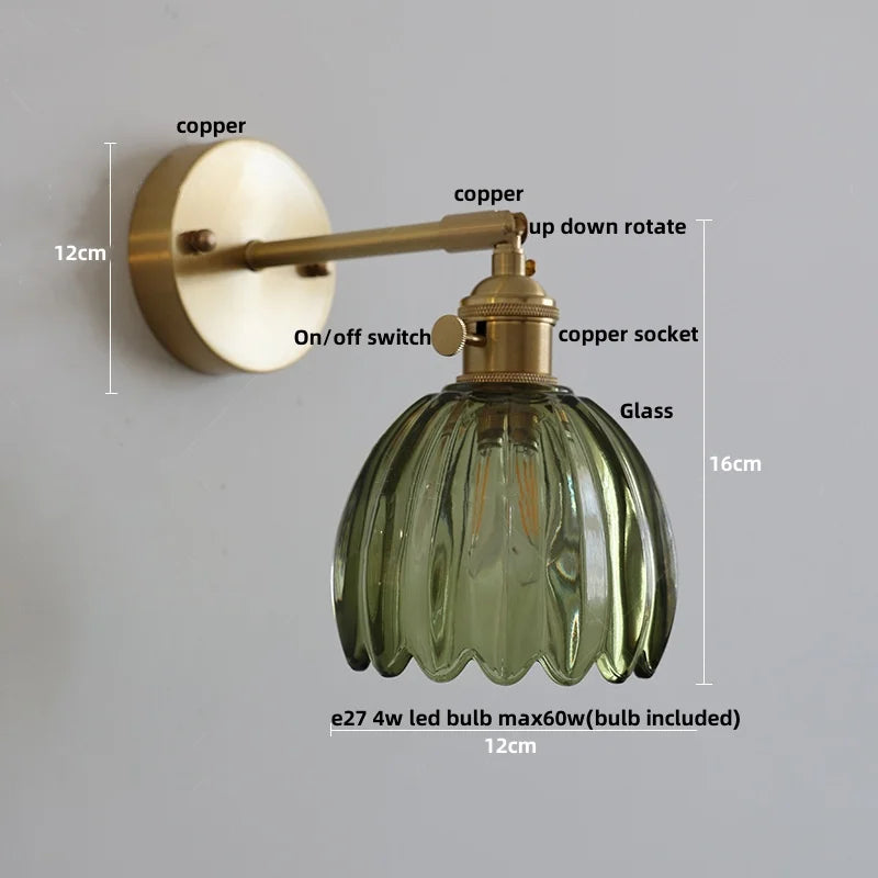 DecorBites™ Clear Glass LED Wall Lights Up Down Rotate Copper Nordic Sconce Fixtures