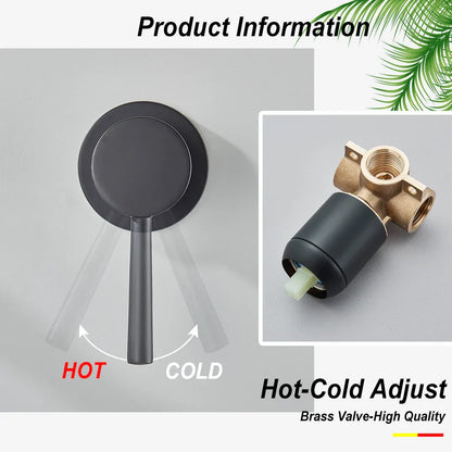 DecorBites™ Gold Brass Bathroom Faucet with Modern Lever Handle, Wall Mount Sink Tap