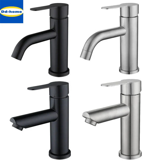 DecorBites™ Black Stainless Steel Bathroom Faucet Basin Mixer for Hot and Cold Water