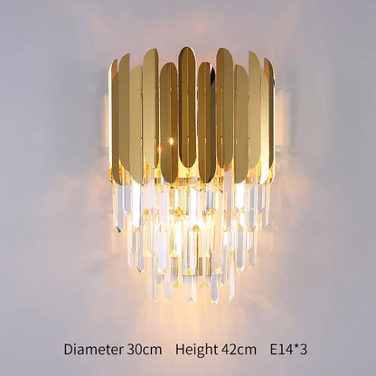 DecorBites™ Crystal Wall Lamp: Elegant Golden LED Sconce for Bedroom, Living Room & Bathroom