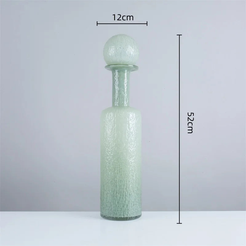 DecorBites™ Grey Round Glass Vase Hammer Lid Terrarium Home Decoration