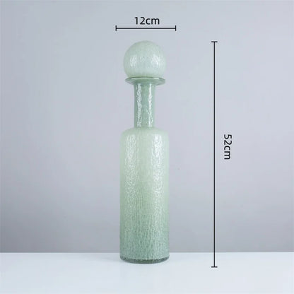 DecorBites™ Grey Round Glass Vase Hammer Lid Terrarium Home Decoration