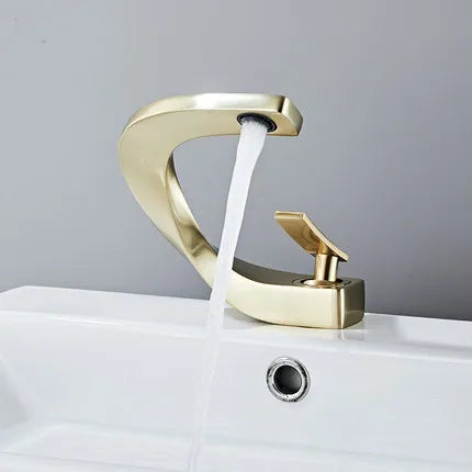 DecorBites™ Gold Bathroom Faucet | Deck Mounted Sink Tap | Hot and Cold Basin Mixer