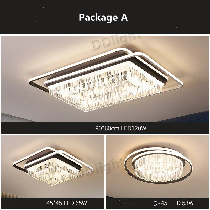 DecorBites™ Crystal Industrial Pendant Lamps Set for Modern Living Room Bedroom Kitchen Decor