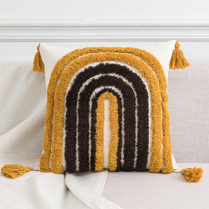 DecorBites™ Boho Style Tufted Tassels Yellow Cushion Cover for Home Decor