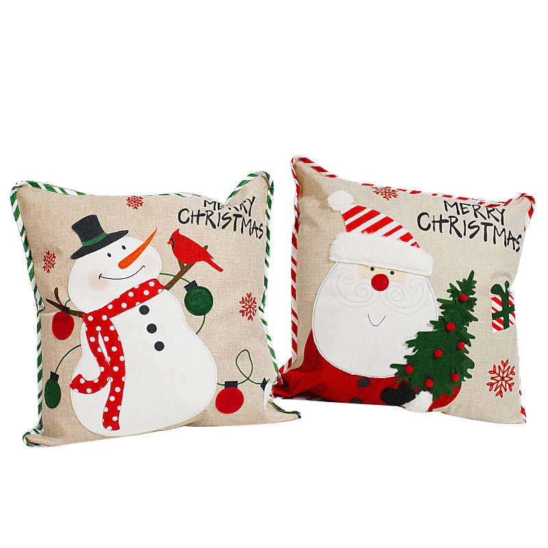 DecorBites™ Christmas Embroidered Pillowcase 45x45cm - Festive Home Decorative Cushions