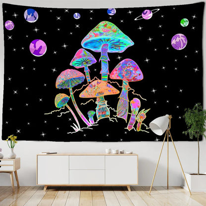 Decobites Cartoon Planet Mushroom Tapestry Wall Hanging for Psychedelic Room Decor