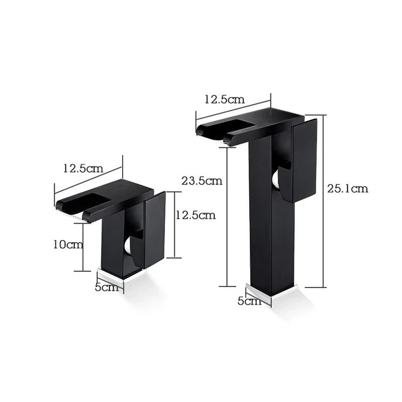 DecorBites™ LED Waterfall Basin Faucet Brass Temperature Colors Change Mixer Tap