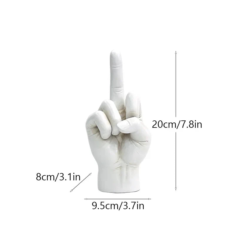 ديكوربايتس™ تمثال الإصبع الأوسط باللون الأسود الذهبي: ديكور منزلي عصري مع تمثال وإكسسوار للرفوف