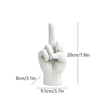 ديكوربايتس™ تمثال الإصبع الأوسط باللون الأسود الذهبي: ديكور منزلي عصري مع تمثال وإكسسوار للرفوف