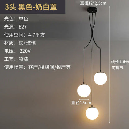 DecorBites™ LED Glass Ball Chandelier Ceiling Light for Living Room Dining Loft Decor