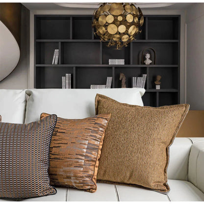 DecorBites™ Luxe Jacquard Cushion Covers - Brown Gold Coffee Color - 45x45cm