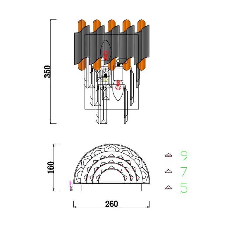DecorBites™ Art Deco Golden Crystal Chandelier LED Hanging Lamp