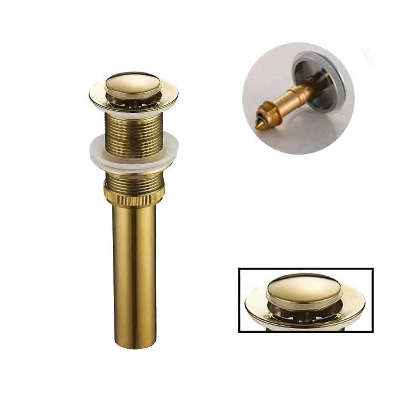 Drenaje de baño emergente redondo grande Decorbites™ Gold para lavabo de cobre