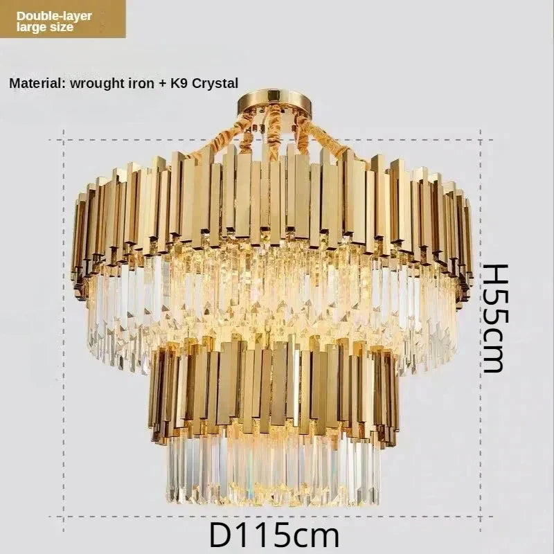 DecorBites™ Crystal Ceiling Chandelier: Luxury Round LED Light for Living Room, Artistic Home Decor