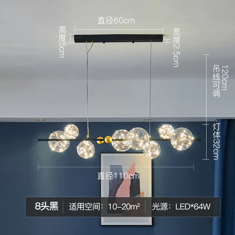 Lámpara de araña de bola de cristal Golden Ring™ con control remoto para sala de estar y comedor Decorbites