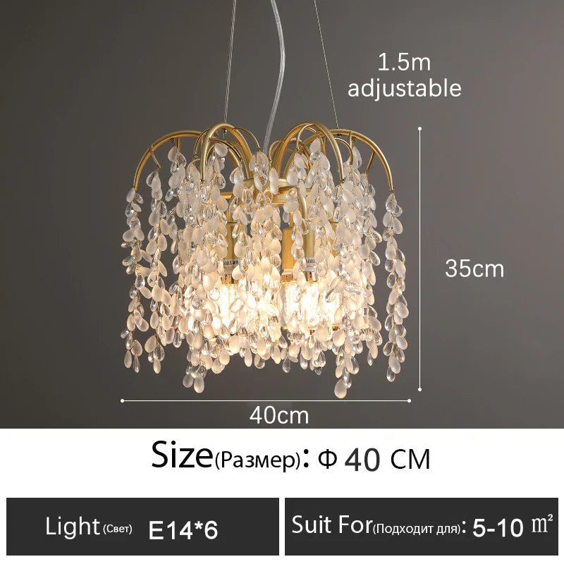 DecorBites™ Crystal Led Chandelier Golden Luxury Living Room Ceiling Lamp