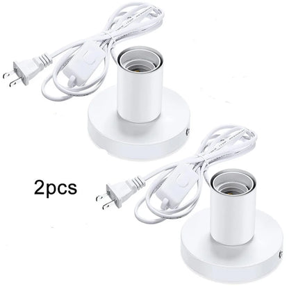 DecorBites™ Industrial White Table Lamp Base with Small Polished Metal Sockets and E26 Holder