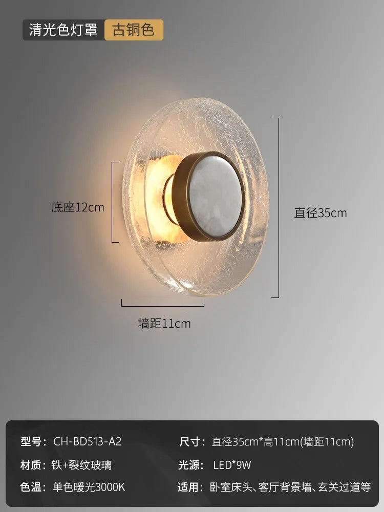 Lámpara de pared LED DecorBites™ de cristal agrietado. Diseño moderno y minimalista para la decoración del hogar.