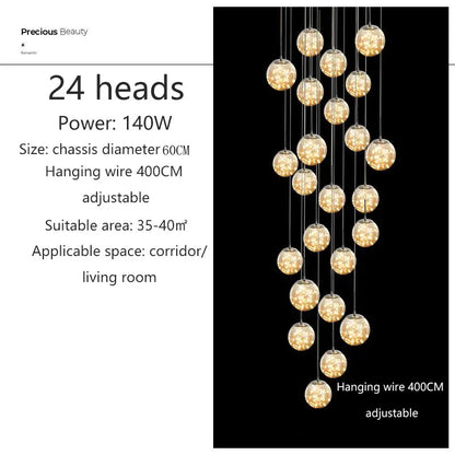 Modern Glass Bubble Staircase Pendant Chandelier