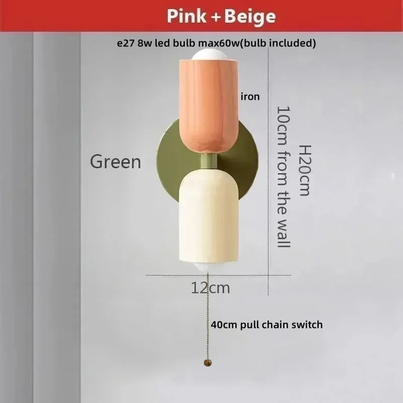 DecorBites™ LED Wall Lights Colorful Iron Double Heads Modern Bedside Lamp