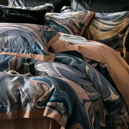 Decobites Vintage Distorted Painting Print Bedding Set with Soft Lyocell Cotton, Silky Feel