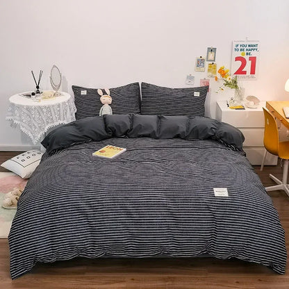 DecorBites™ Japanese Grid Print Bedding Set for All Seasons, Queen/King Size Quilt Cover