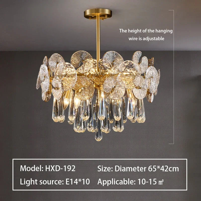 DecorBites™ Crystal Chandelier: Modern Glass Pendant Lights for Living Room Dining Bedroom