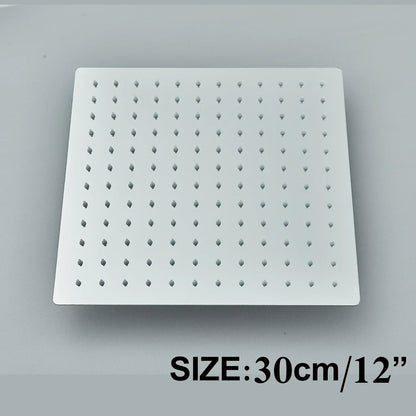 DecorBites™ 12" Matte Black Rainfall Shower Head Set with Shower Arm