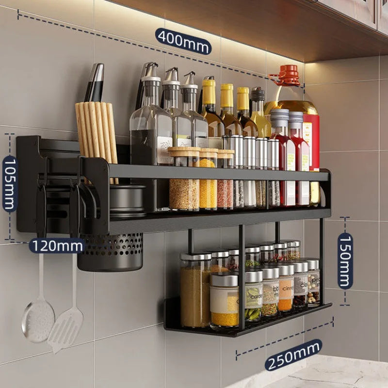 Organizador de cocina de doble capa DecorBites™ con estante para especias de pared