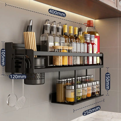 Organizador de cocina de doble capa DecorBites™ con estante para especias de pared