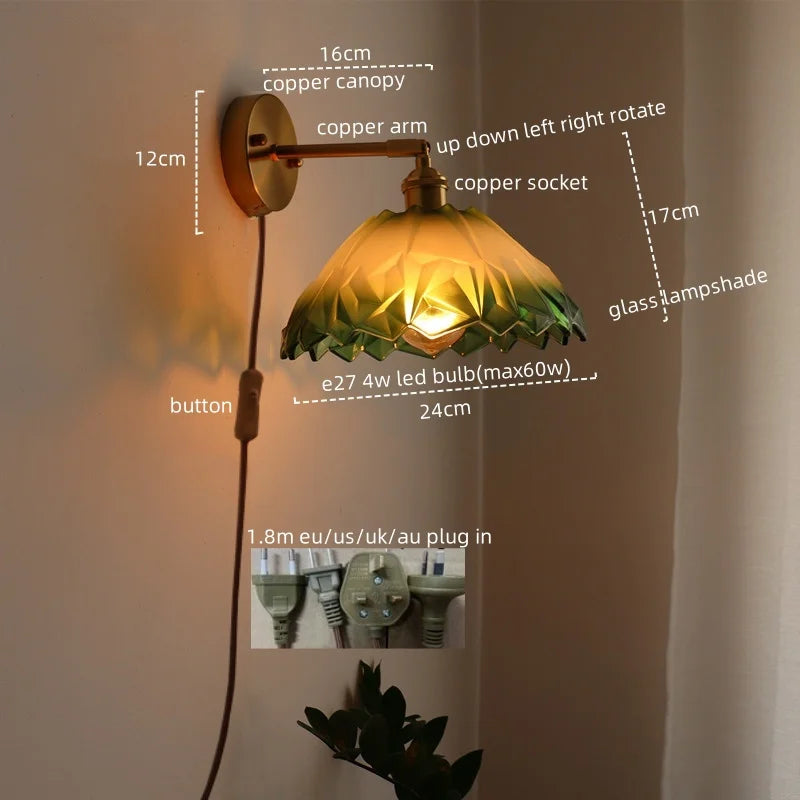 Copper Glass Wall Sconce Japanese Style Bathroom