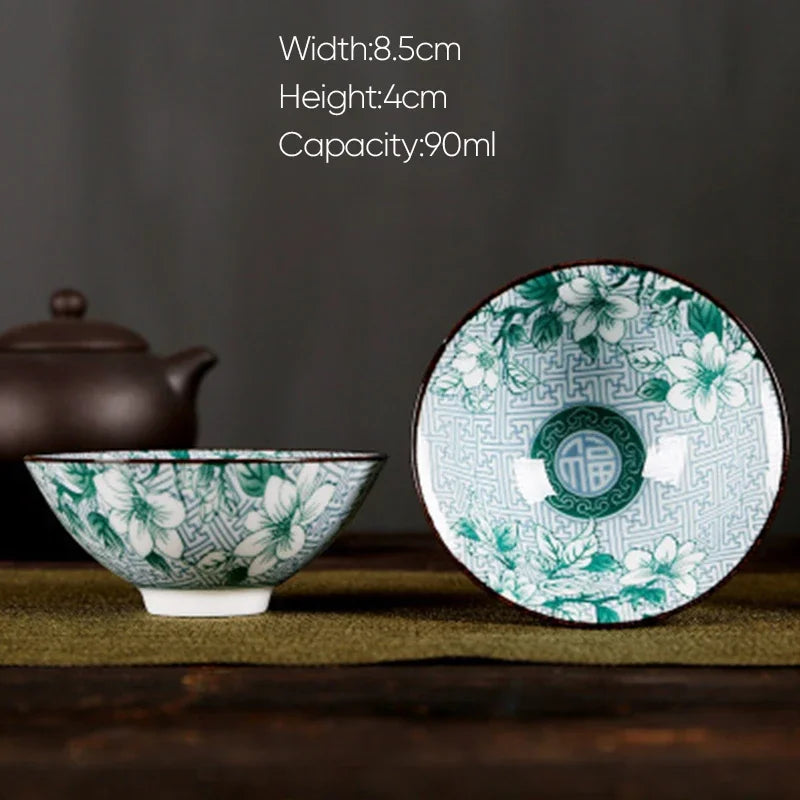 DecorBites™ Blue and White Porcelain Hand-Painted Tea Cups - Set of 1