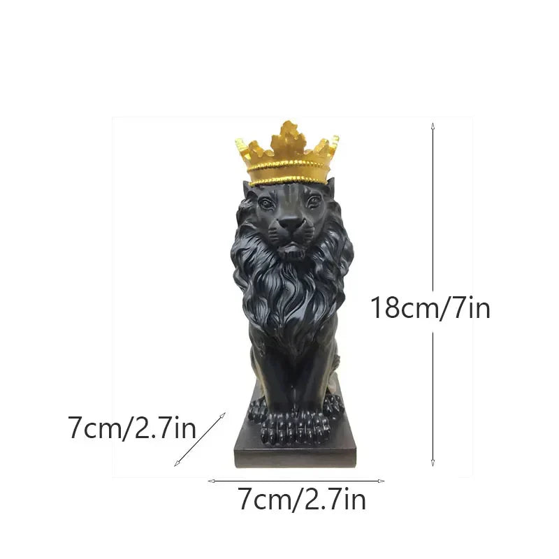 DecorBites™ Golden Crown Lion King Statue 17cm Height Nordic Handicraft Home Office Decor