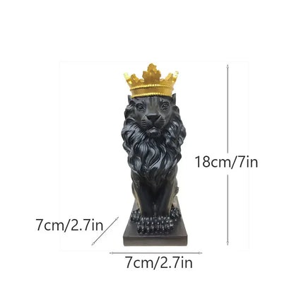 DecorBites™ Golden Crown Lion King Statue 17cm Height Nordic Handicraft Home Office Decor