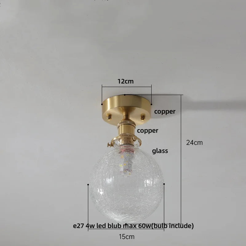 DecorBites™ Glass LED Ceiling Light for Living Room, Modern Copper Canopy, Nordic Style Fixtures