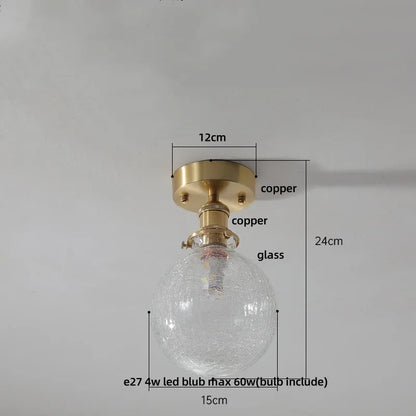 DecorBites™ Glass LED Ceiling Light for Living Room, Modern Copper Canopy, Nordic Style Fixtures