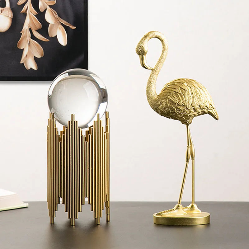 Gold Resin Flamingo Figurine