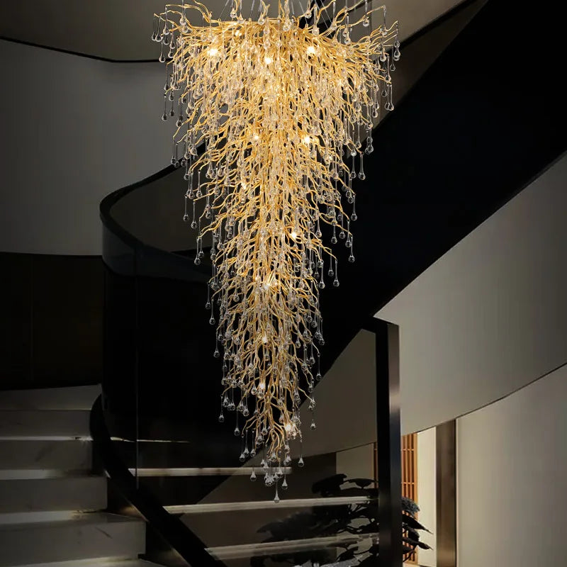 Decorbites™ Lámpara de Techo LED de Cristal Dorado para Espacios Elegantes