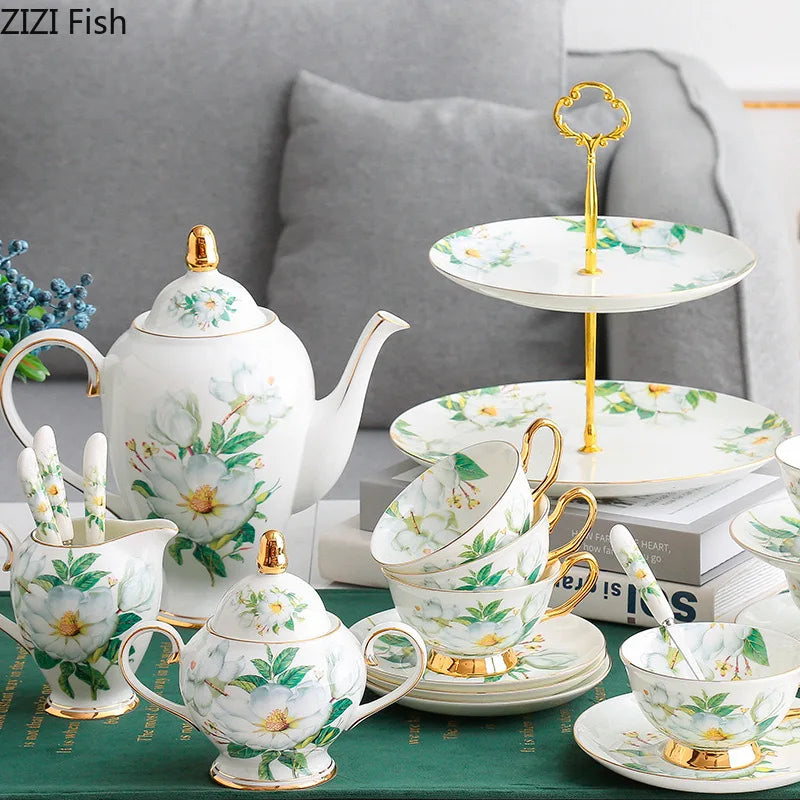 Green Floral Ceramic Set