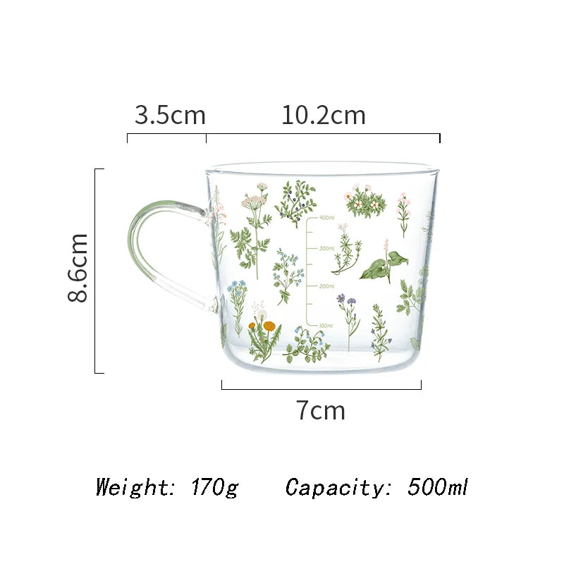 DecorBites™ Large-Capacity Glass Cup with Scale, Heat-Resistant, Cute Design - Perfect Gift