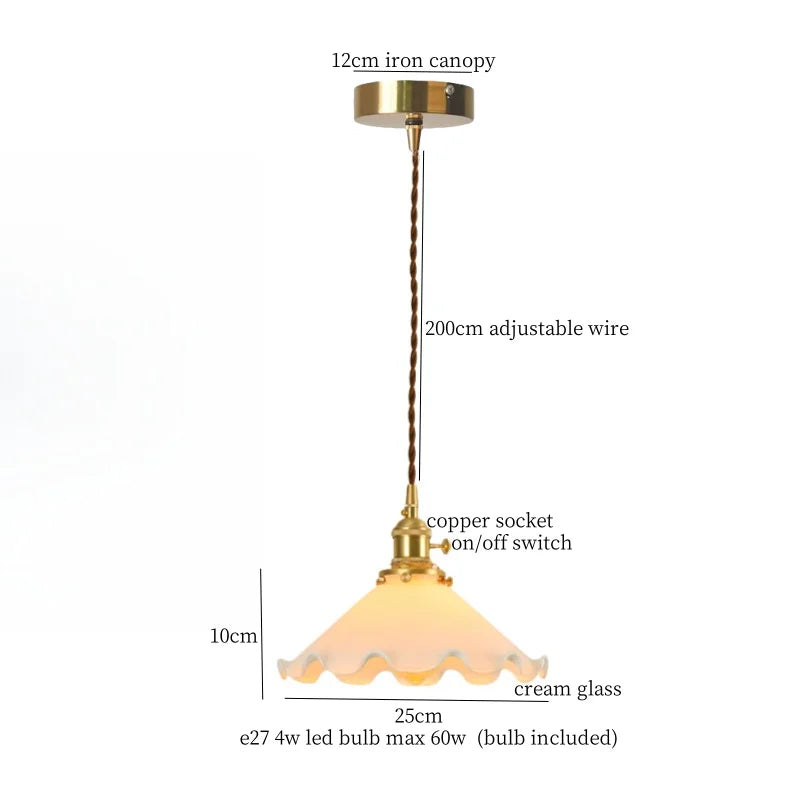 Lámpara colgante LED de cristal color crema DecorBites™ - Lámpara colgante nórdica minimalista de latón