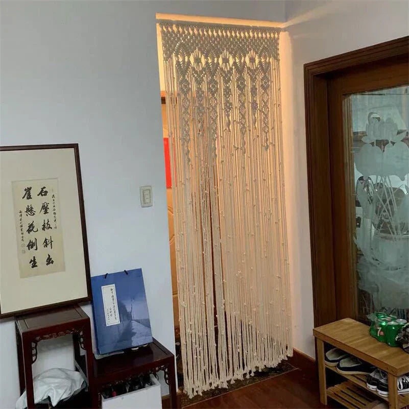 Decobites Macrame Cotton Door Curtain Wall Hanging Tapestry Boho Wedding Backdrop