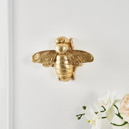 DecorBites™ Golden Bee Resin Insect Statue Wall Hanger - Background Decoration
