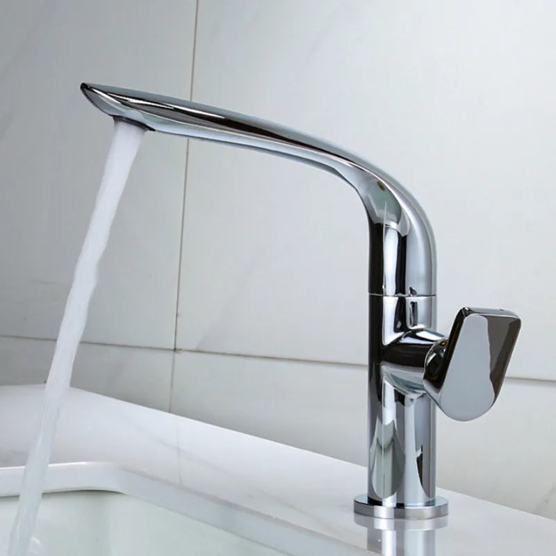 DecorBites™ Basin Faucet: Brass Black Bathroom Mixer Tap, Single Handle Hot Cold Lavatory Faucet