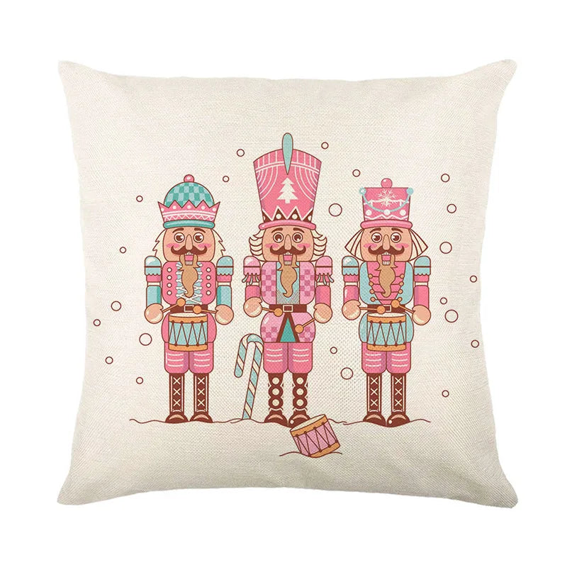 DecorBites™ Christmas Santa Claus Linen Pillowcase - Sofa Cushion Cover, Decorative Living Room Pillow Cover