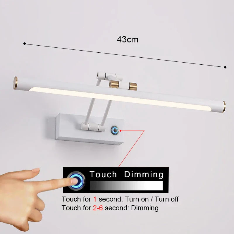 Aplique de pared para baño LED Decorbites™ de 58 cm, iluminación moderna para interior y dormitorio