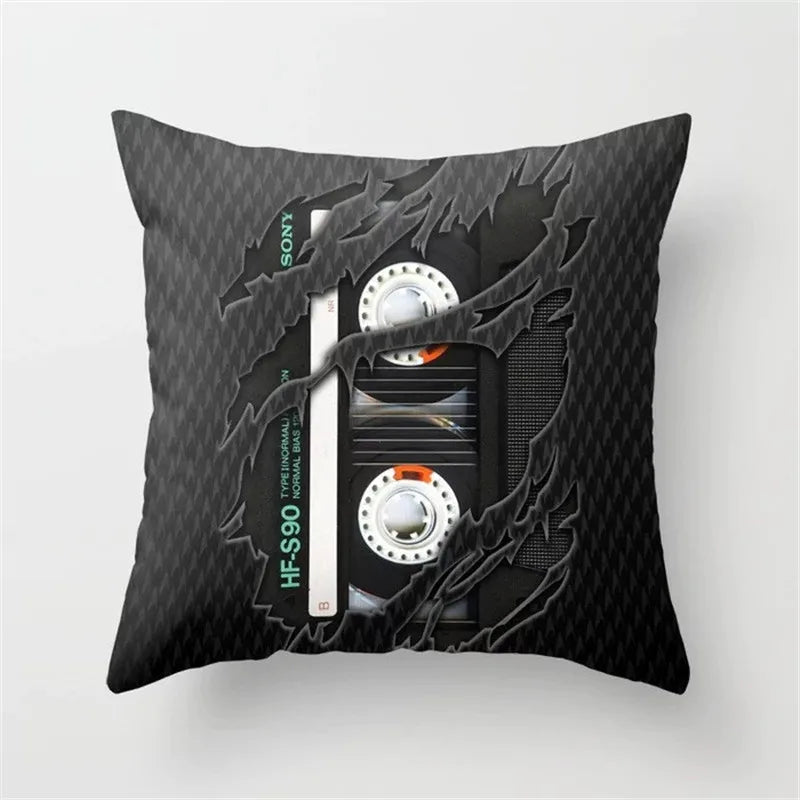 DecorBites™ Black Camera Print Retro Cushion Cover for Home Sofa Chair
